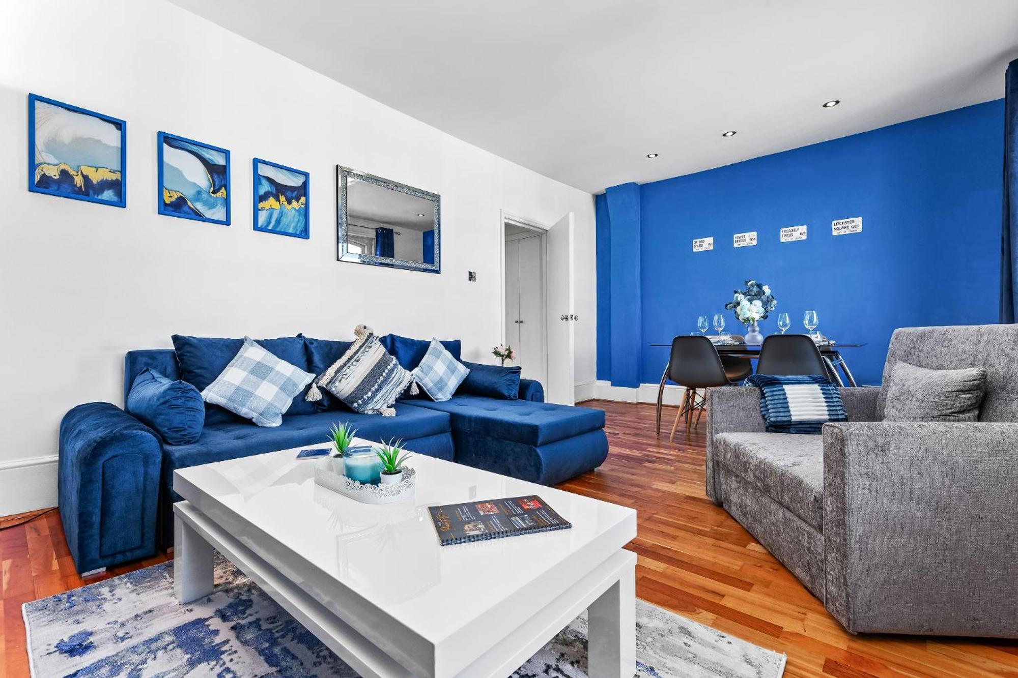 Balcony Blue Theme 1 Bedroom Central London Luxury Flat Near Hyde Park! Accommodates Up To 6! Double Sofa Bed And Next To Station! Ngoại thất bức ảnh
