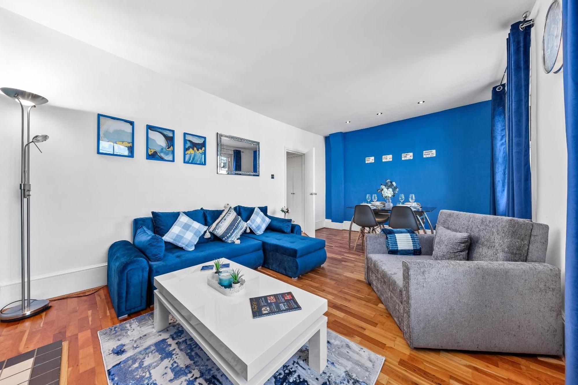 Balcony Blue Theme 1 Bedroom Central London Luxury Flat Near Hyde Park! Accommodates Up To 6! Double Sofa Bed And Next To Station! Ngoại thất bức ảnh