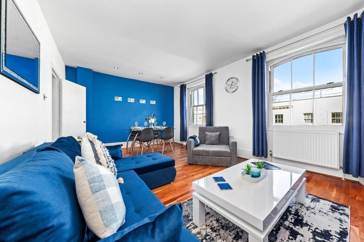 Balcony Blue Theme 1 Bedroom Central London Luxury Flat Near Hyde Park! Accommodates Up To 6! Double Sofa Bed And Next To Station! Ngoại thất bức ảnh