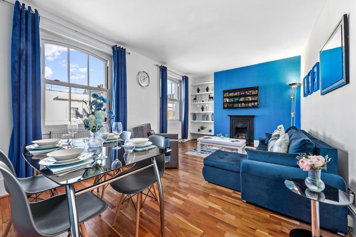 Balcony Blue Theme 1 Bedroom Central London Luxury Flat Near Hyde Park! Accommodates Up To 6! Double Sofa Bed And Next To Station! Ngoại thất bức ảnh